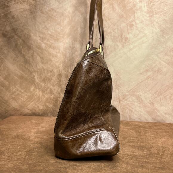 Hobo the Original Brown Leather Shoulder Bag Full Zip Paisley Lining Indie Y2K - Picture 9 of 13